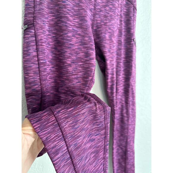 Z by Zobha Purple Space Dye Leggings Size Small Athleisure Athletic Zip Pockets - Picture 5 of 7